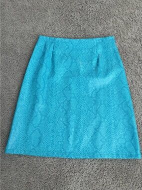 Teal Snakeskin Mini Skirt - Faux Leather by Long Paige NY - Sz 6